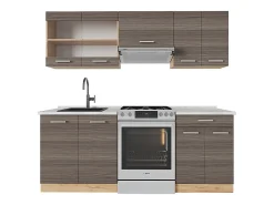 Mueble de cocina gris noble/roble dorado 200x60x81.6 r-line