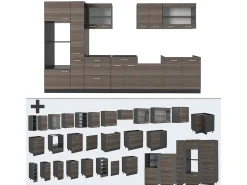 Mueble de cocina gris noble/antracita 350x46x81.6 r-line