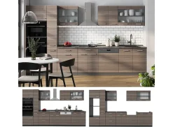 Mueble de cocina gris noble/antracita 350x46x81.6 r-line