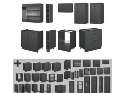Mueble de cocina gris oscuro 235x46x81.6 fame-line