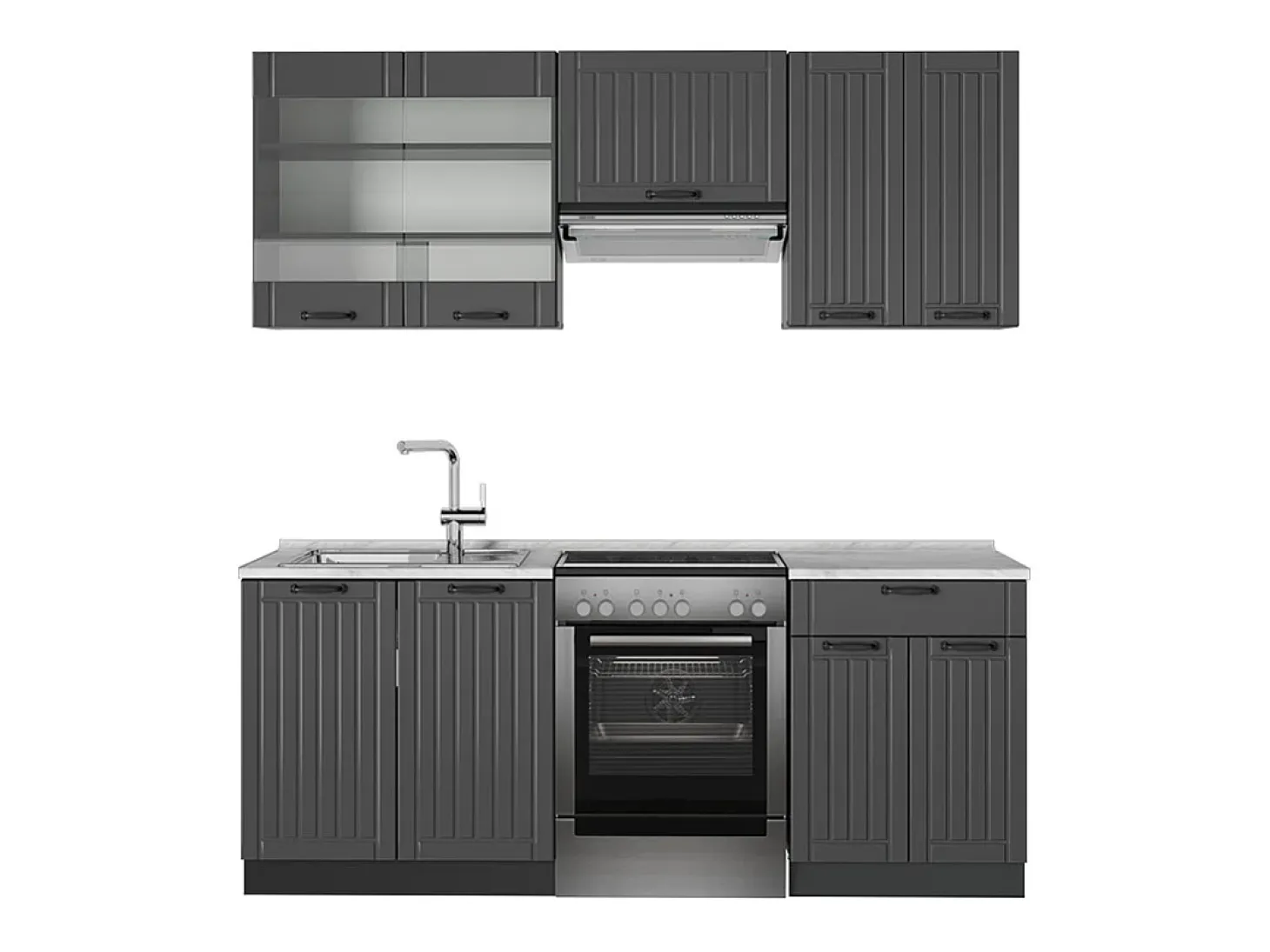 Mueble de cocina gris oscuro 200x60x81.6 fame-line