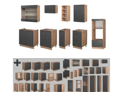 Mueble de cocina gris oscuro 280x60x81.6 fame-line