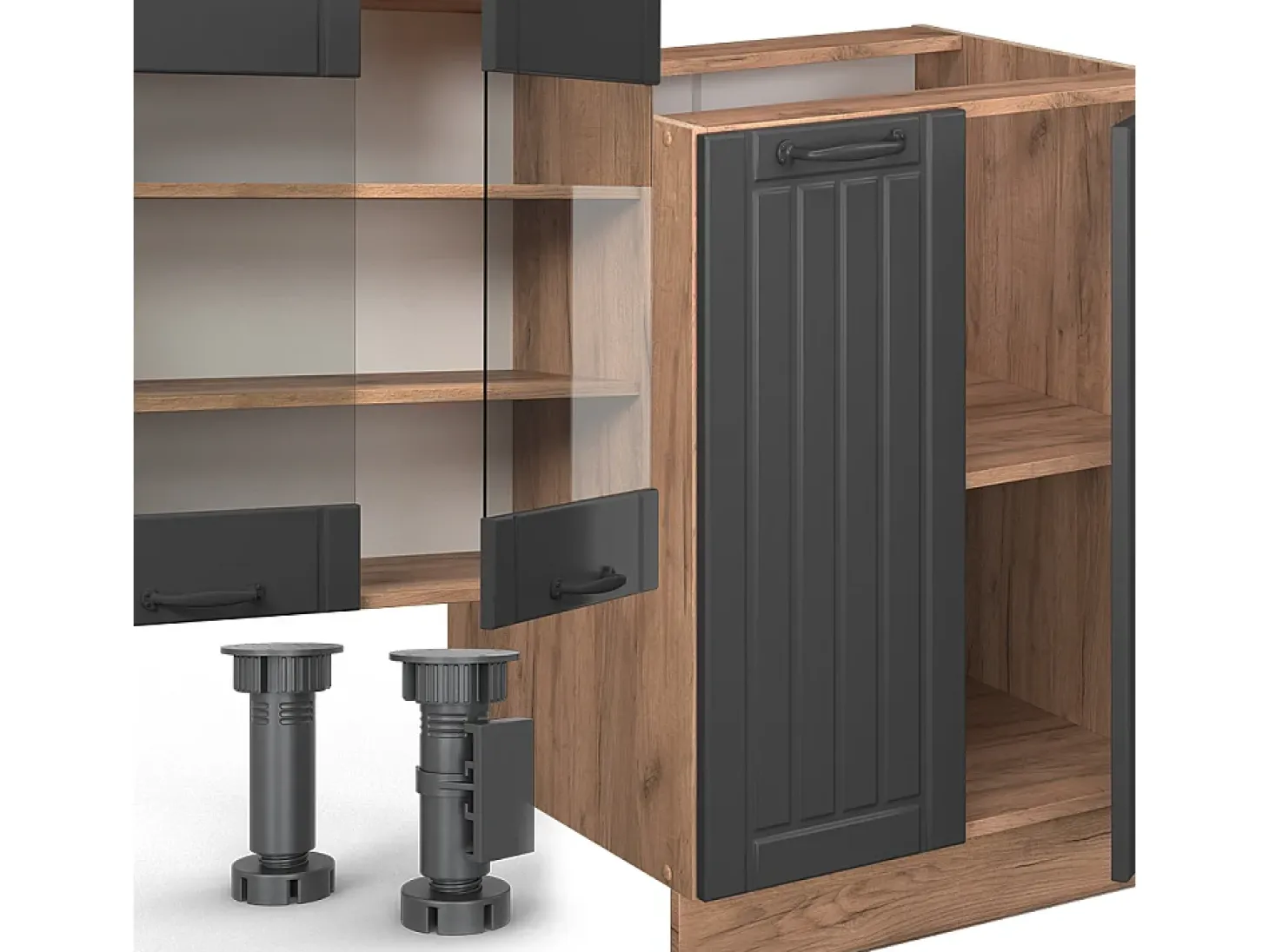 Mueble de cocina gris oscuro 300x46x81.6 fame-line