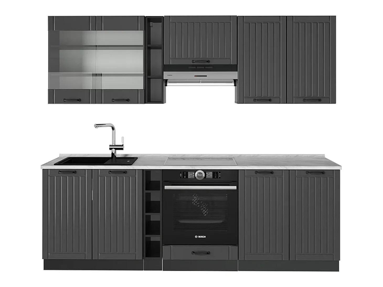 Mueble de cocina gris oscuro 235x60x81.6 fame-line
