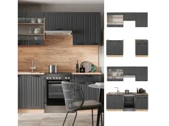 Mueble de cocina gris oscuro 200x60x81.6 fame-line