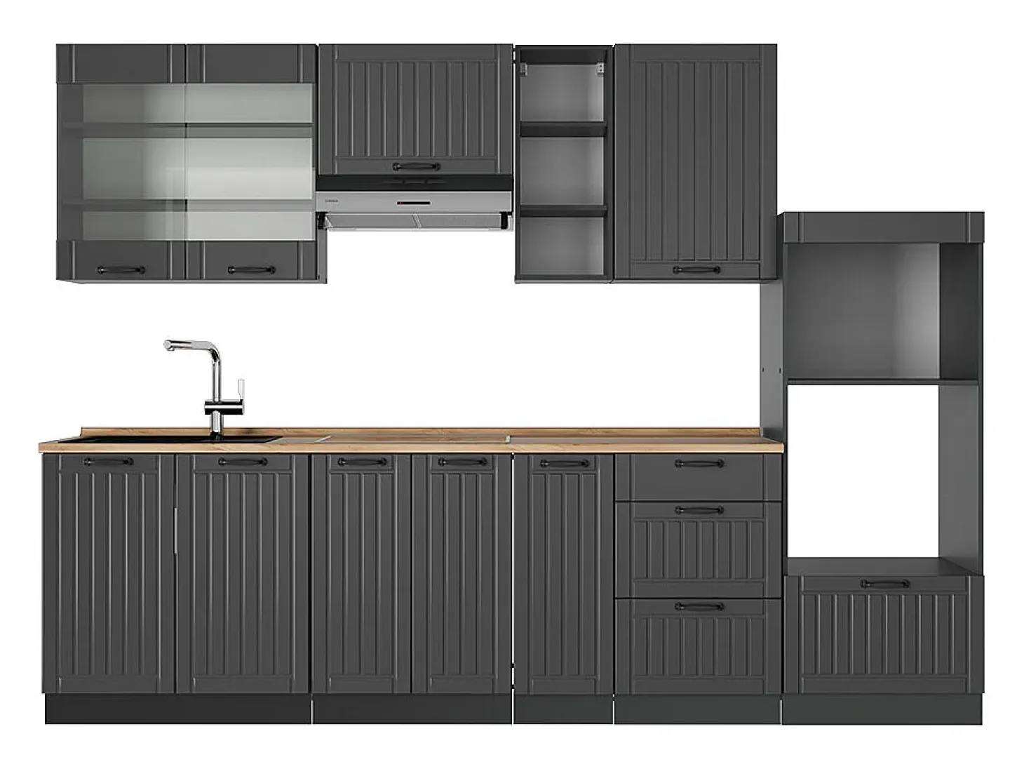 Mueble de cocina gris oscuro 280x46x81.6 fame-line