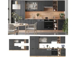 Mueble de cocina gris oscuro 355x60x81.6 fame-line