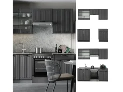 Mueble de cocina gris oscuro 200x46x81.6 fame-line