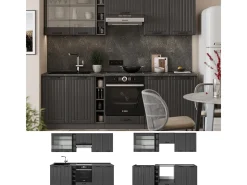 Mueble de cocina gris oscuro 235x60x81.6 fame-line