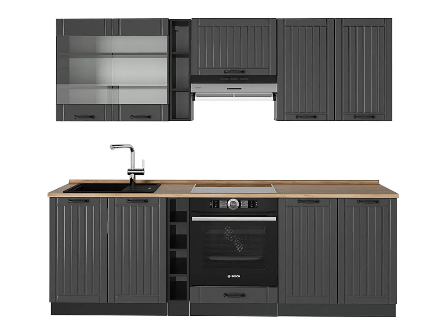Mueble de cocina gris oscuro 235x60x81.6 fame-line