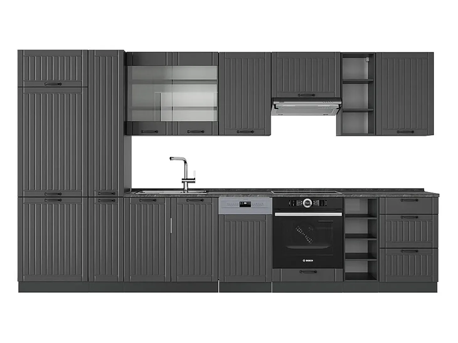 Mueble de cocina gris oscuro 355x46x81.6 fame-line