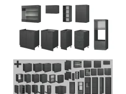 Mueble de cocina gris oscuro 280x60x81.6 fame-line
