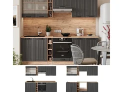 Mueble de cocina gris oscuro 235x46x81.6 fame-line
