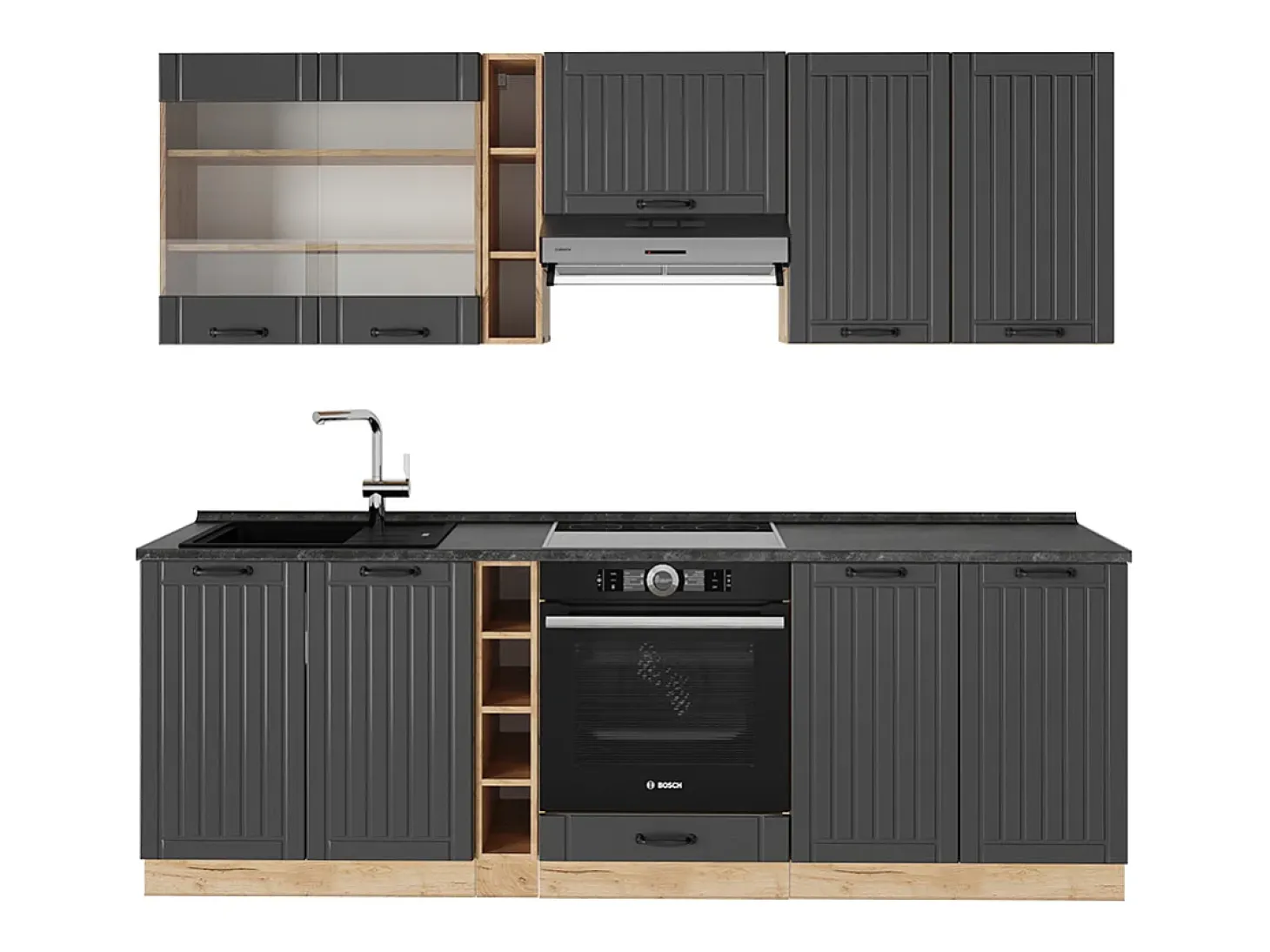 Mueble de cocina gris oscuro 235x46x81.6 fame-line