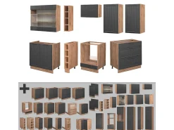 Mueble de cocina gris oscuro 235x46x81.6 fame-line