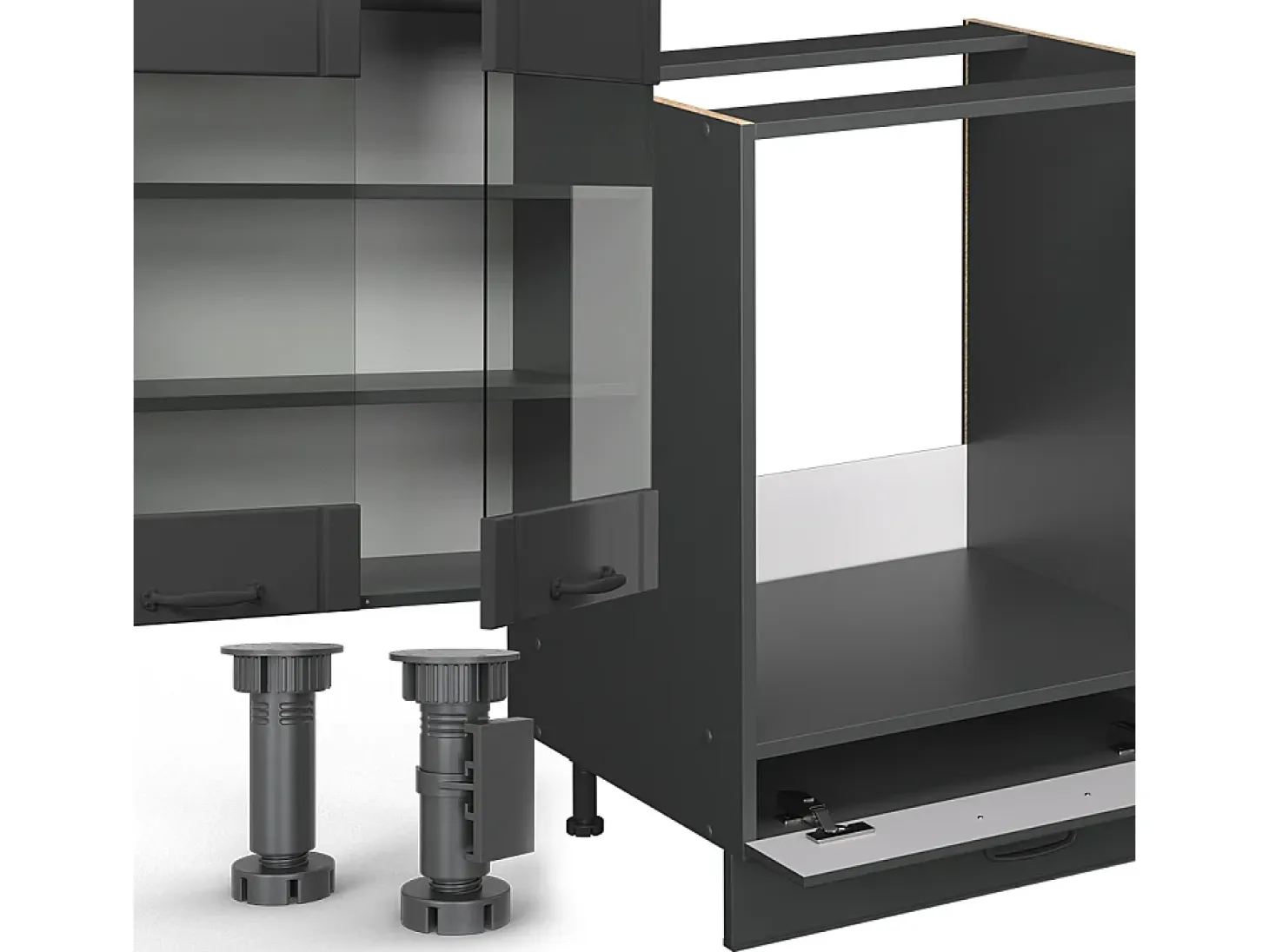 Mueble de cocina gris oscuro 355x60x81.6 fame-line
