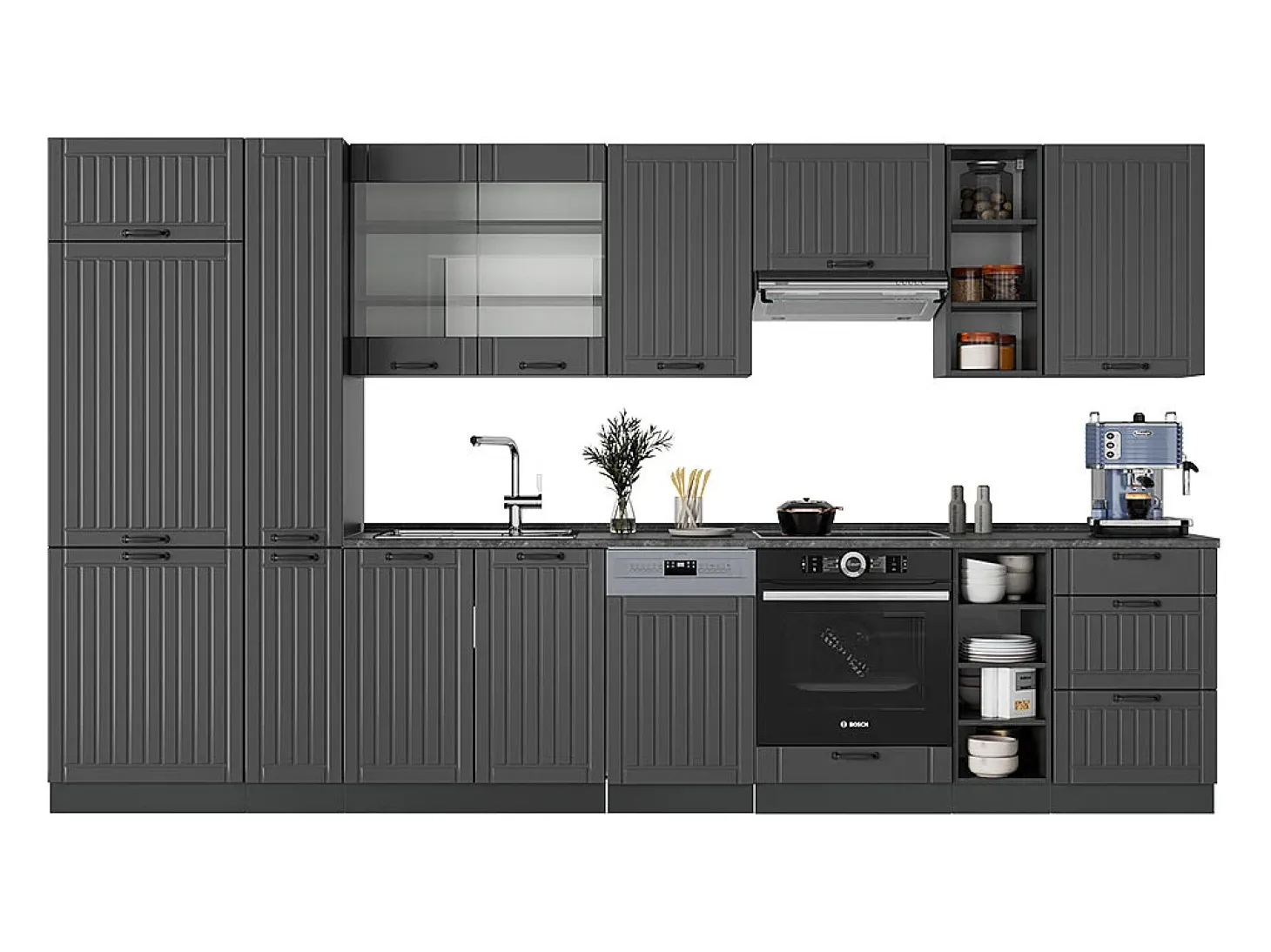 Mueble de cocina gris oscuro 355x60x81.6 fame-line