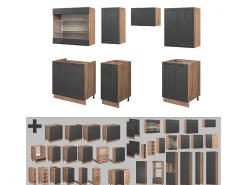 Mueble de cocina gris oscuro 240x46x81.6 fame-line
