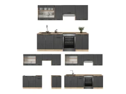 Mueble de cocina gris oscuro 240x46x81.6 fame-line