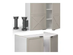 Mueble de cocina gris/beige/blanco 240x60x81.6 fame-line
