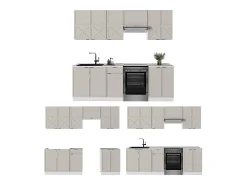 Mueble de cocina gris/beige/blanco 240x60x81.6 fame-line