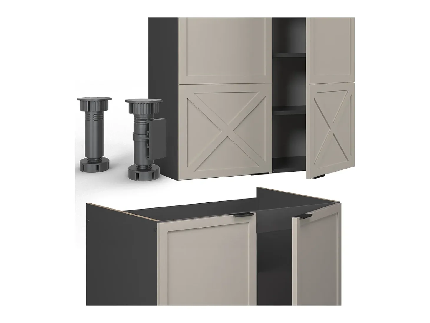 Mueble de cocina gris/beige/antracita 240x60x81.6 fame-line