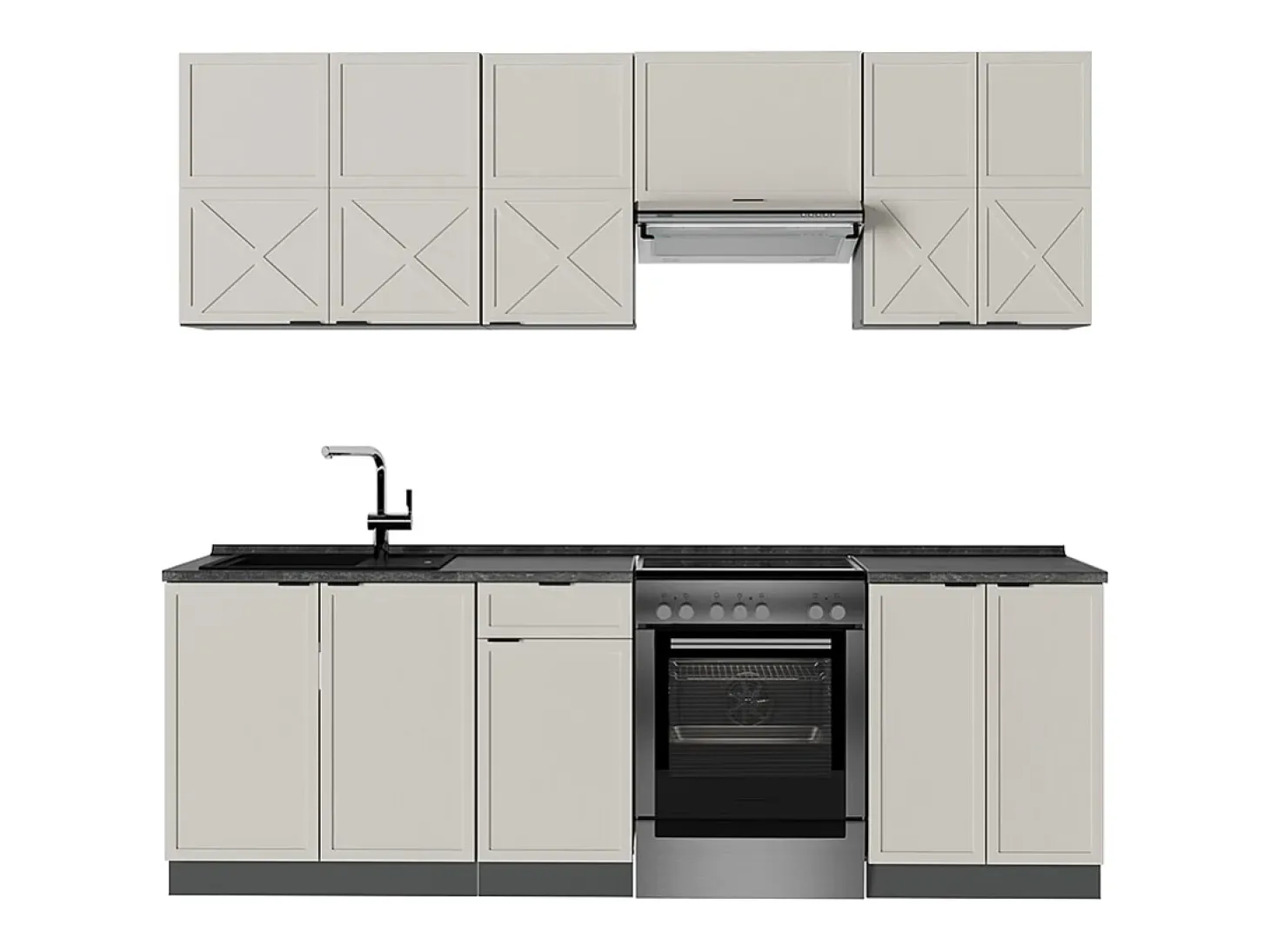 Mueble de cocina gris/beige/antracita 240x60x81.6 fame-line