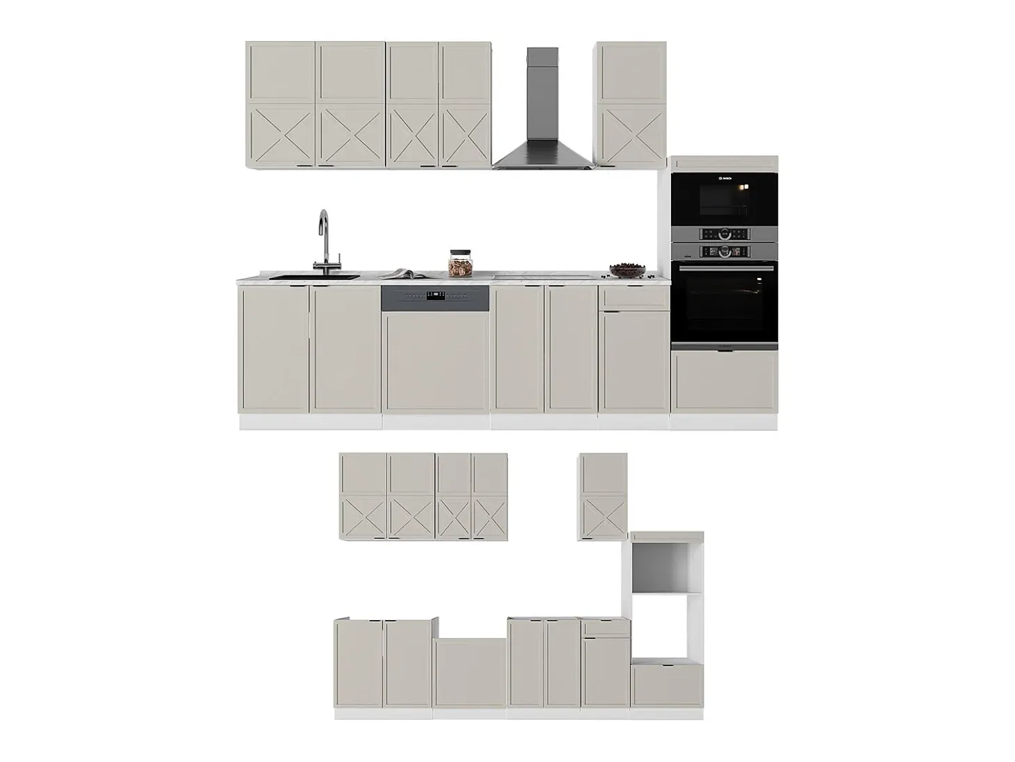 Mueble de cocina gris/beige/blanco 300x46x81.6 fame-line
