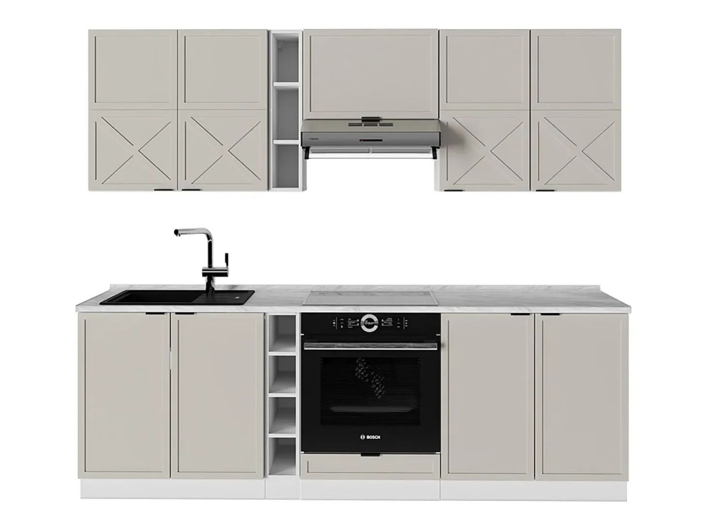 Mueble de cocina gris/beige/blanco 235x60x81.6 fame-line