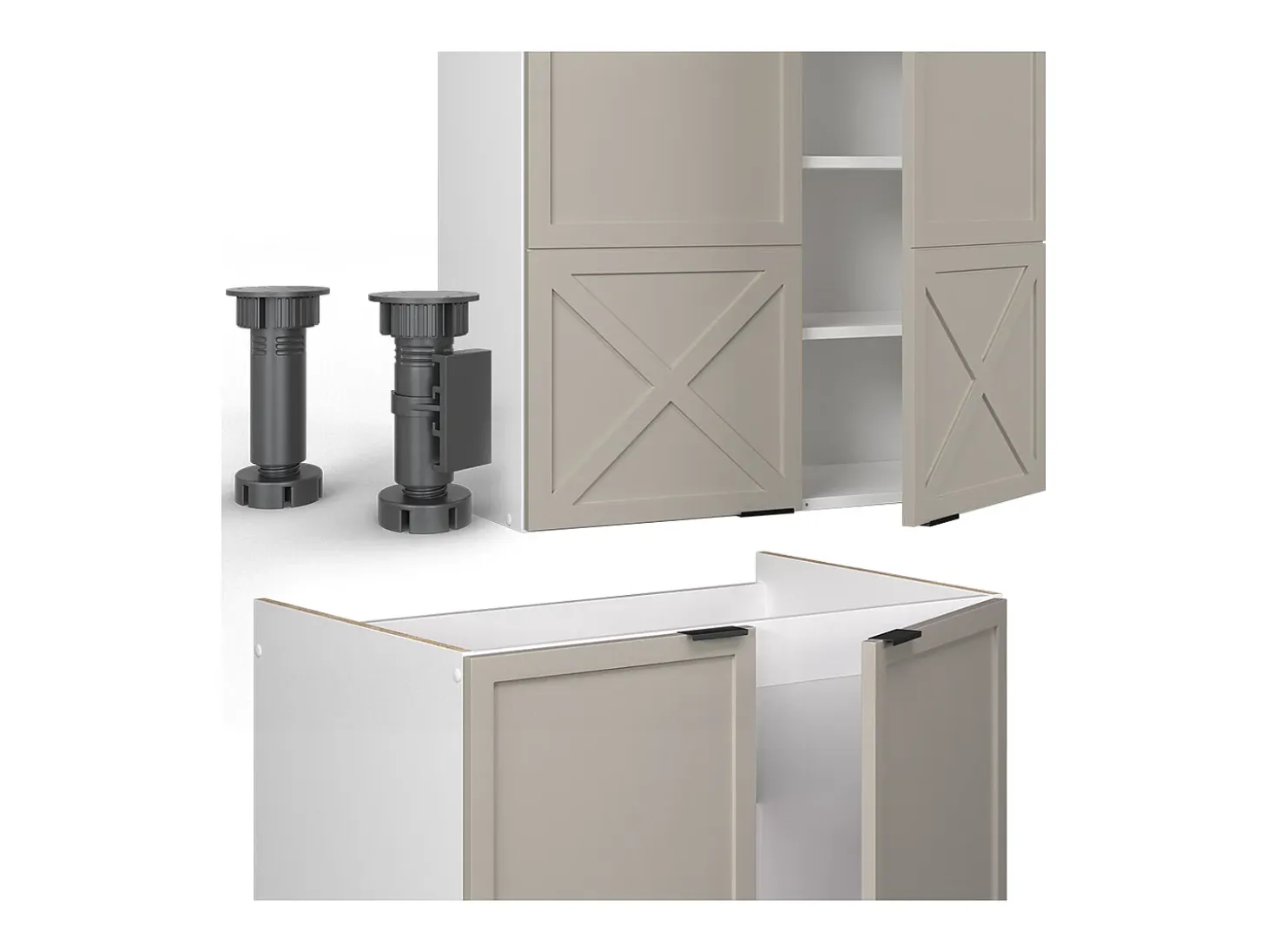 Mueble de cocina gris/beige/blanco 235x60x81.6 fame-line