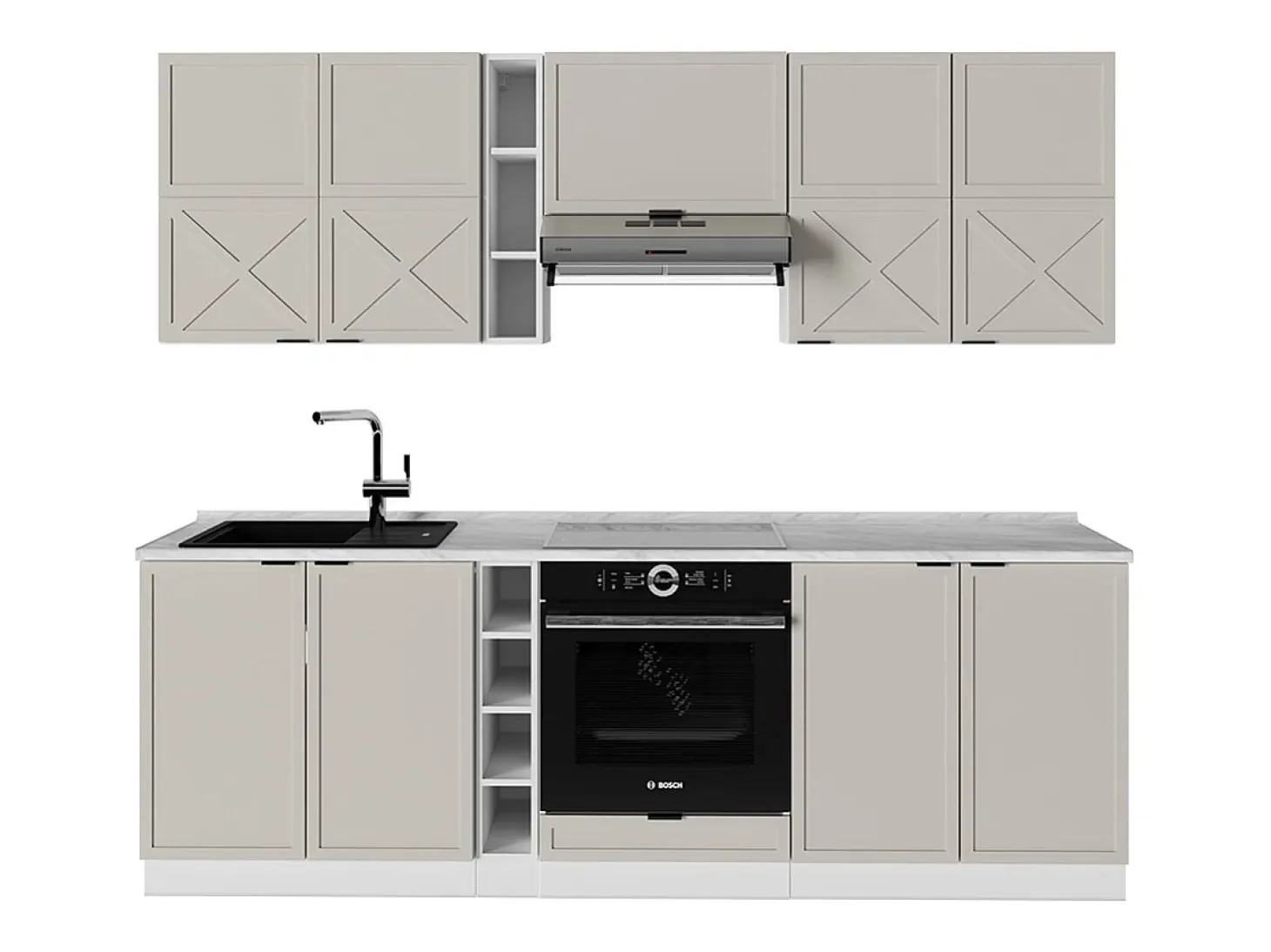 Mueble de cocina gris/beige/blanco 235x46x81.6 fame-line
