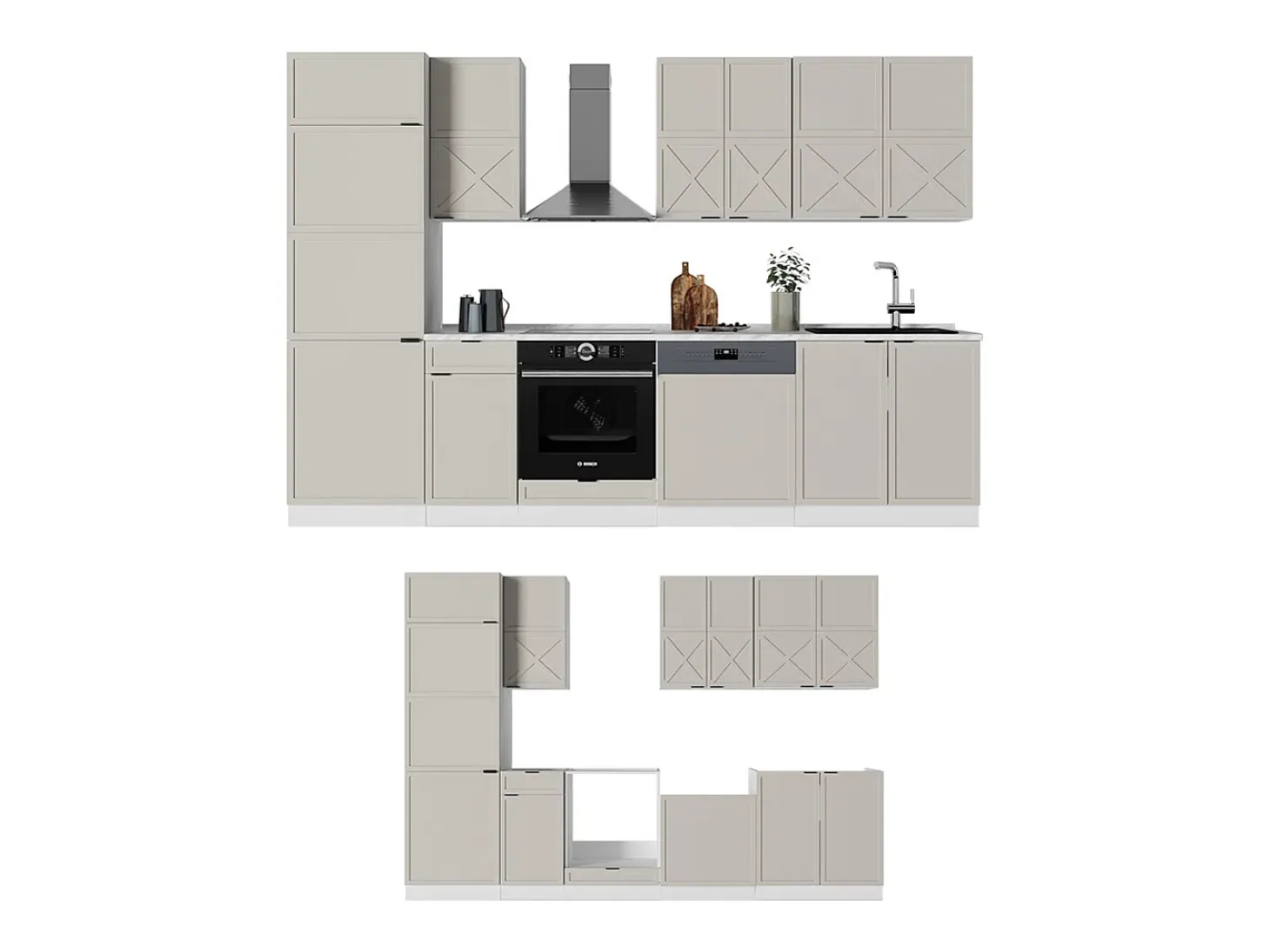 Mueble de cocina gris/beige/blanco 300x46x81.6 fame-line