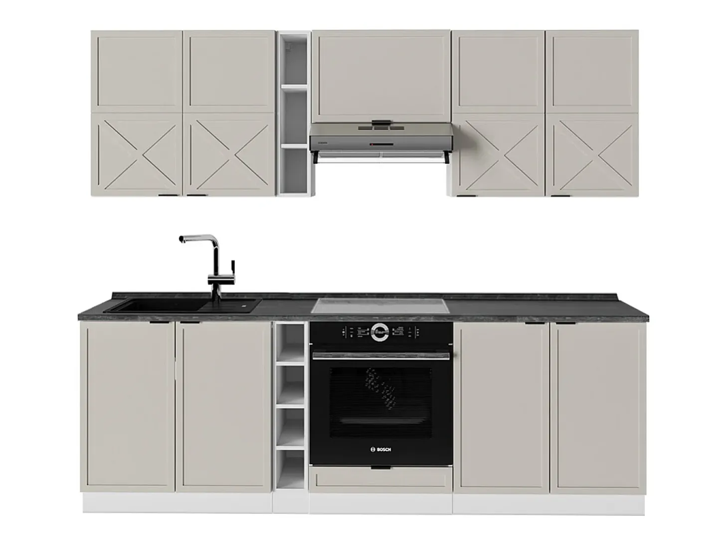 Mueble de cocina gris/beige/blanco 235x60x81.6 fame-line
