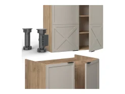 Mueble de cocina gris/beige/roble dorado 240x46x81.6 fame-line