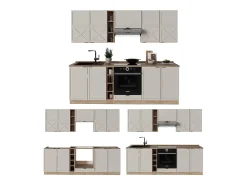 Mueble de cocina gris/beige/roble dorado 235x60x81.6 fame-line