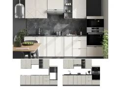 Mueble de cocina gris/beige/antracita 280x60x81.6 fame-line