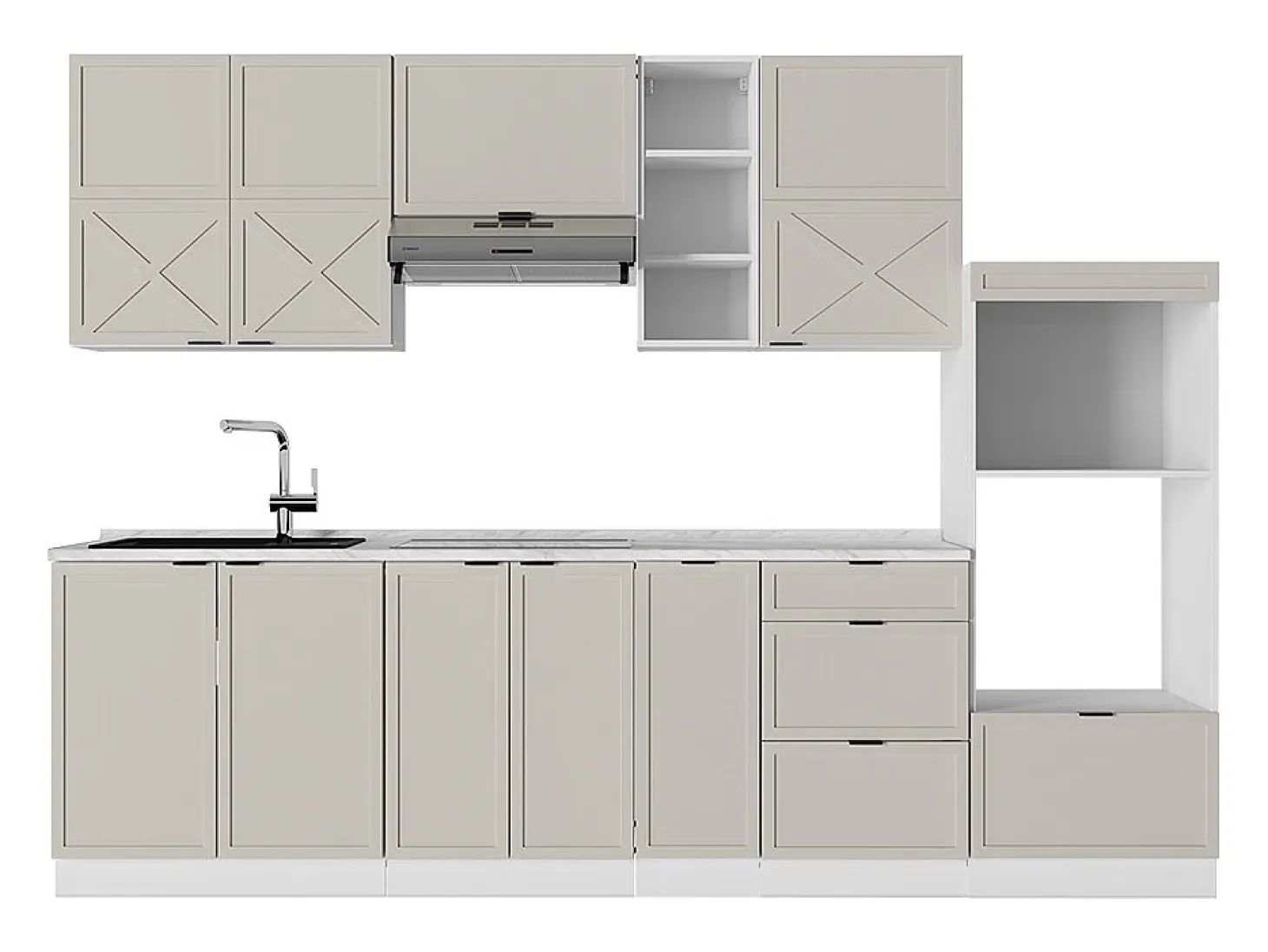 Mueble de cocina gris/beige/blanco 280x46x81.6 fame-line