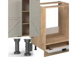 Mueble de cocina gris/beige/roble dorado 355x60x81.6 fame-line