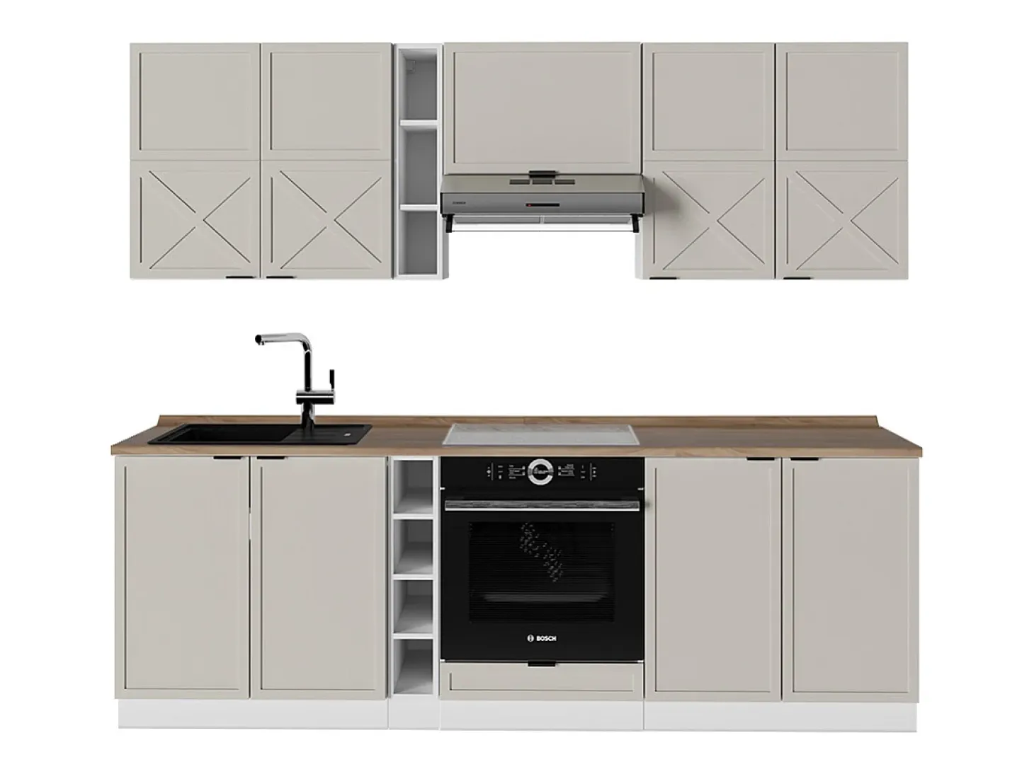 Mueble de cocina gris/beige/blanco 235x60x81.6 fame-line