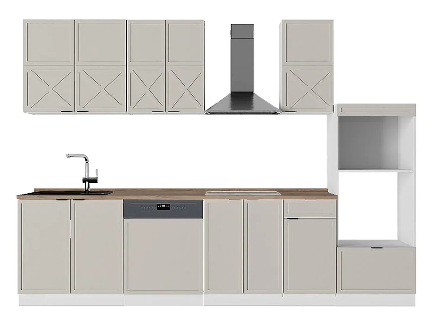 Mueble de cocina gris/beige/blanco 300x60x81.6 fame-line