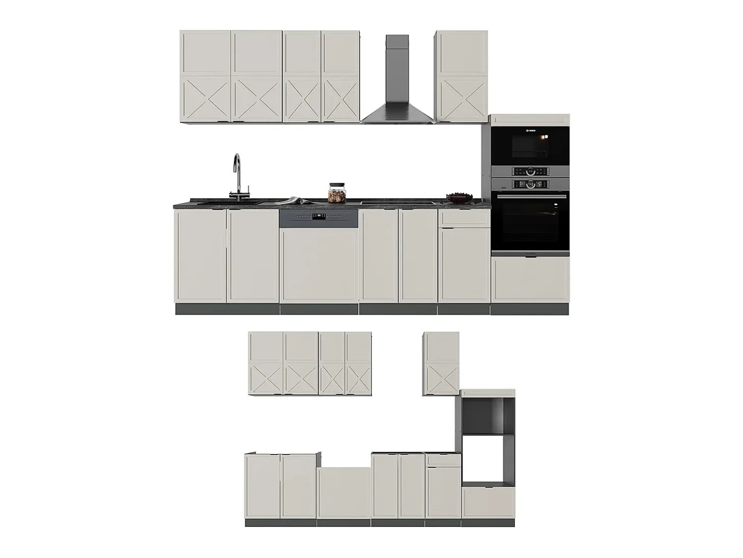 Mueble de cocina gris/beige/antracita 300x46x81.6 fame-line