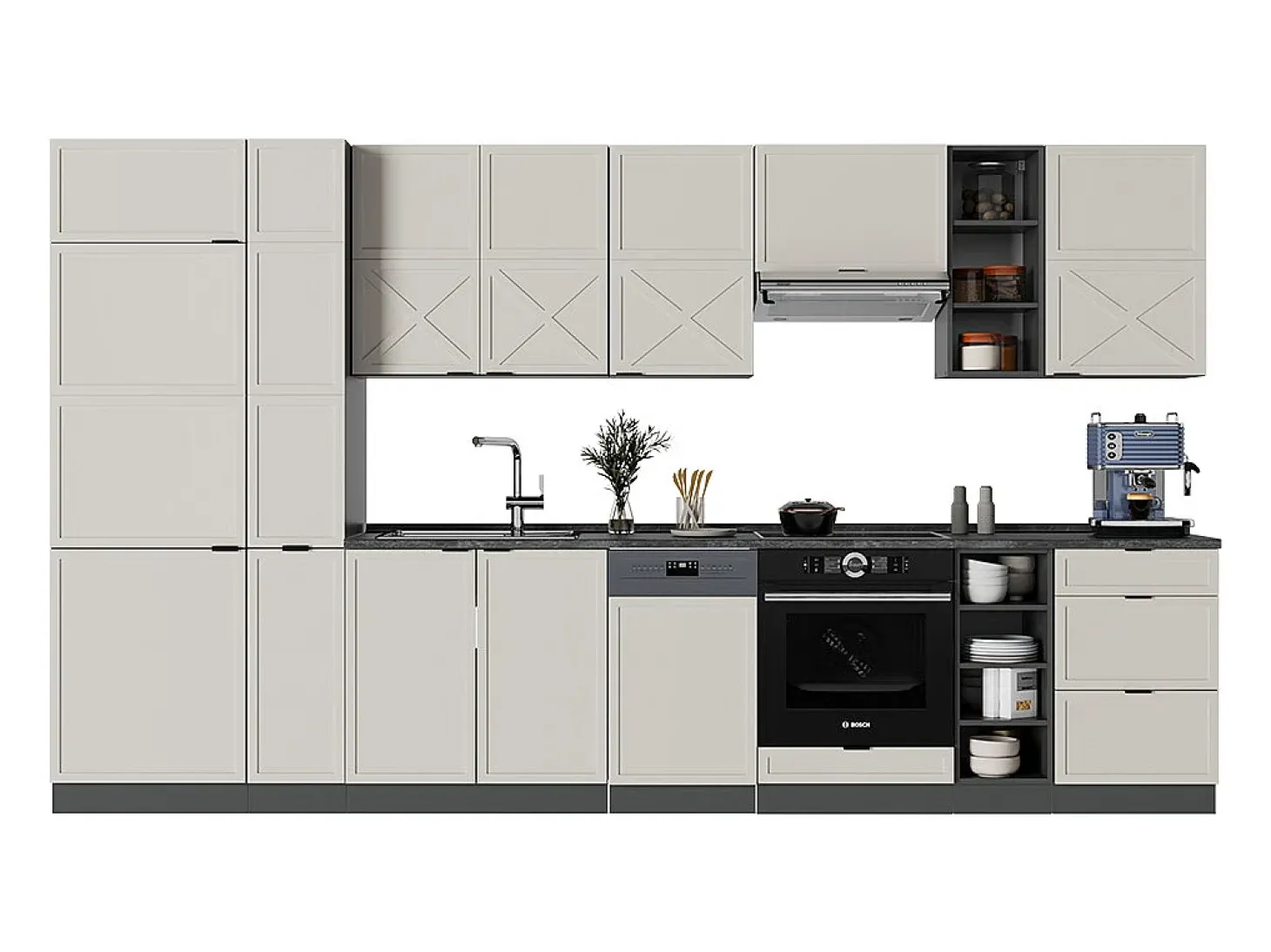 Mueble de cocina gris/beige/antracita 355x60x81.6 fame-line