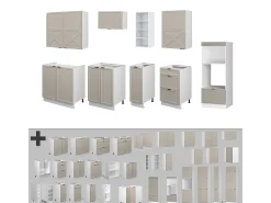 Mueble de cocina gris/beige/blanco 280x60x81.6 fame-line