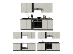 Mueble de cocina gris/beige/antracita 235x60x81.6 fame-line