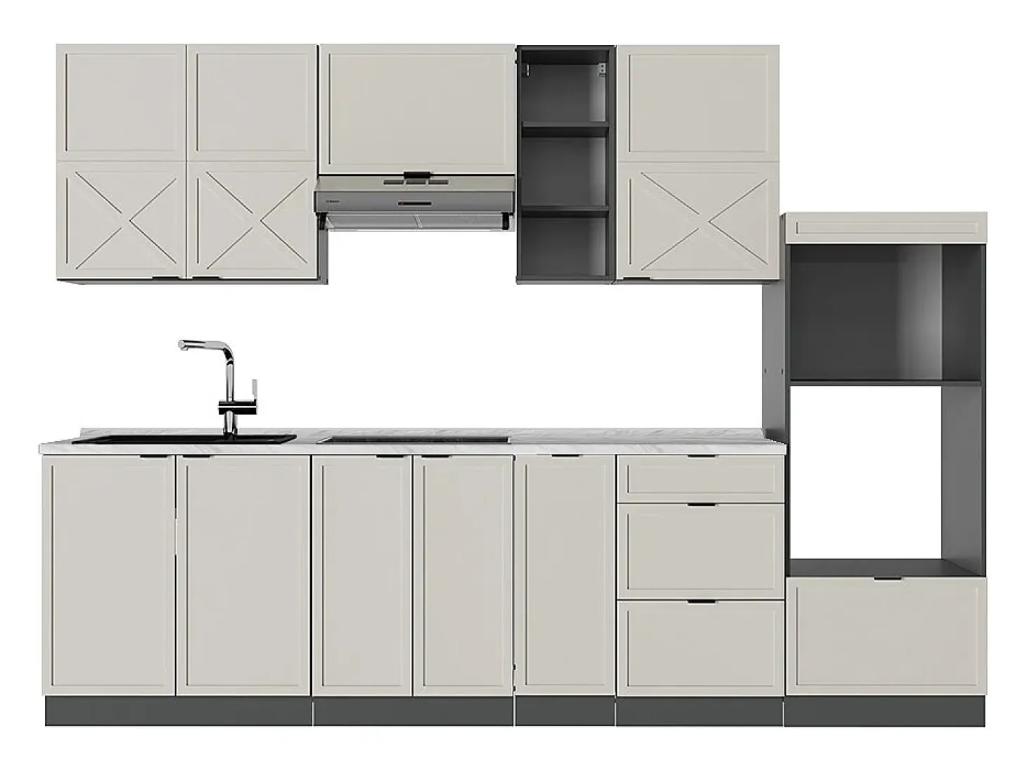 Mueble de cocina gris/beige/antracita 280x46x81.6 fame-line