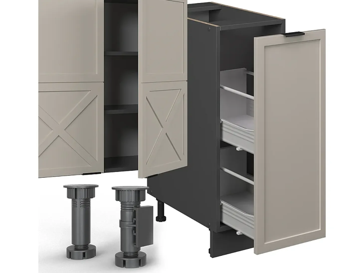 Mueble de cocina gris/beige/antracita 280x46x81.6 fame-line