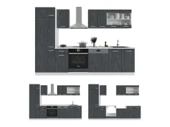 Mueble de cocina hormigón negro/blanco 300x46x81.6 r-line