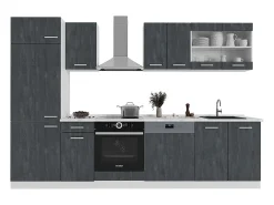 Mueble de cocina hormigón negro/blanco 300x46x81.6 r-line