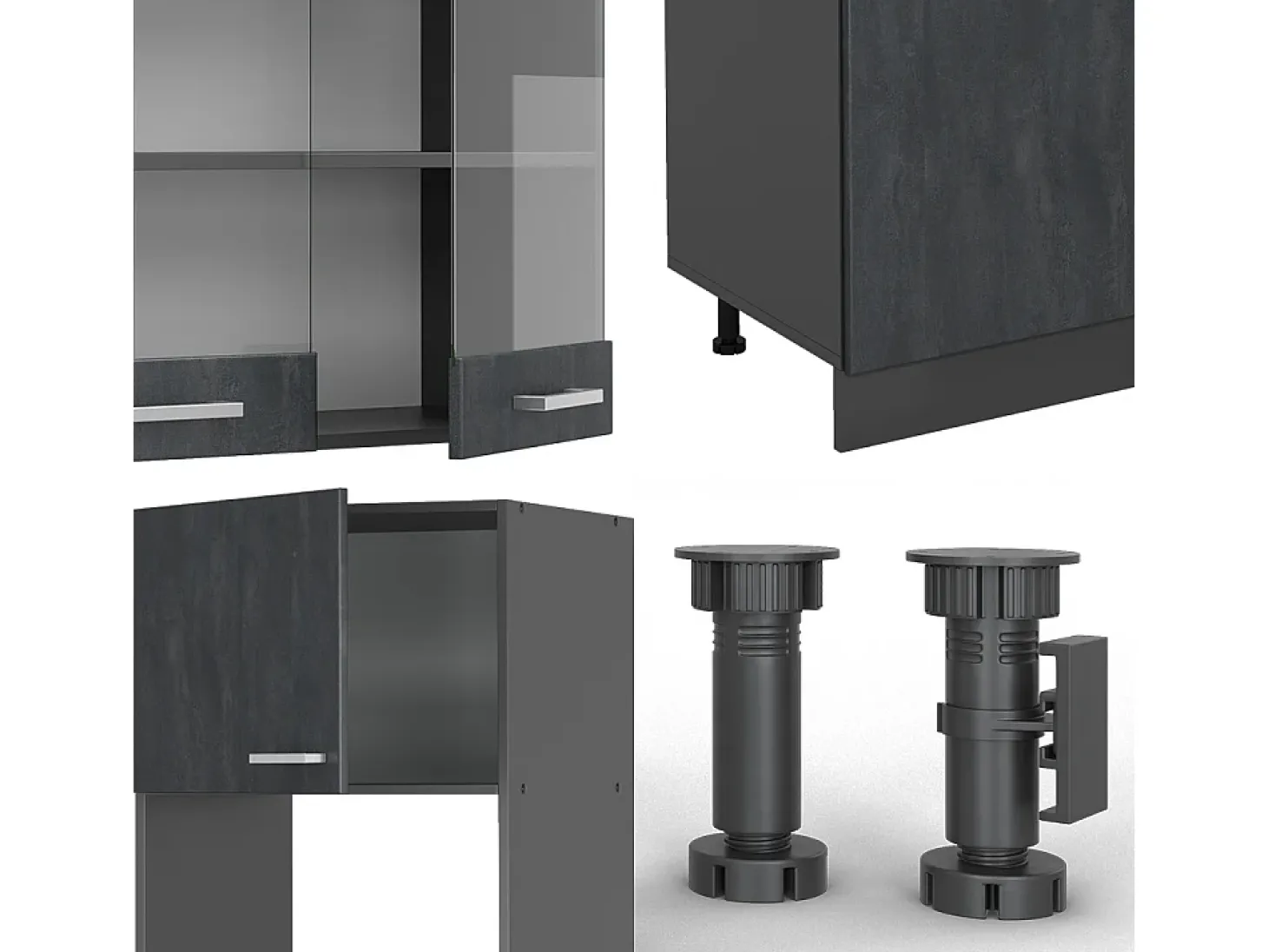 Mueble de cocina hormigón negro/antracita 300x60x81.6 r-line