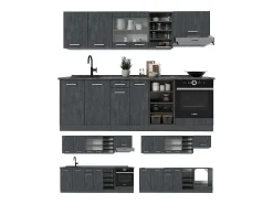 Mueble de cocina hormigón negro/antracita 240x46x81.6 r-line